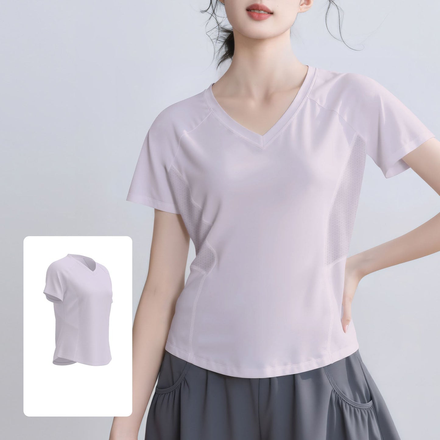 2026 women's new back mesh fitness running short sleeve T-shirt