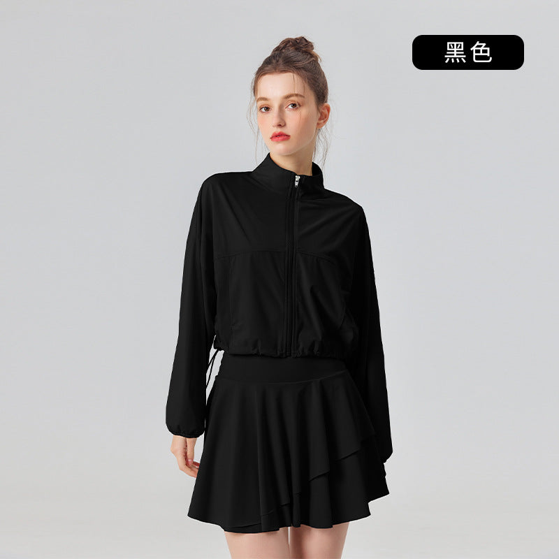 Women's new outdoor long-sleeved sunscreen coat pleated skirt suit