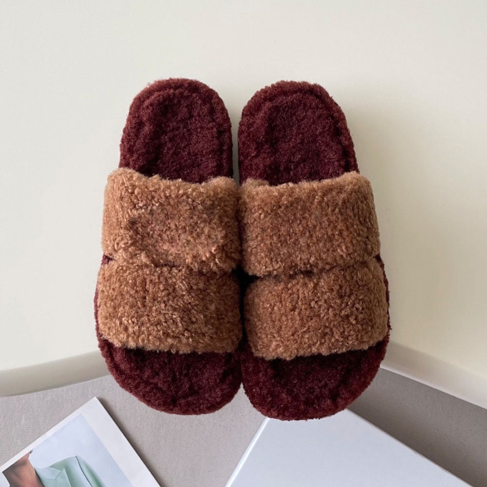 Women's new autumn and winter contrast color slippers