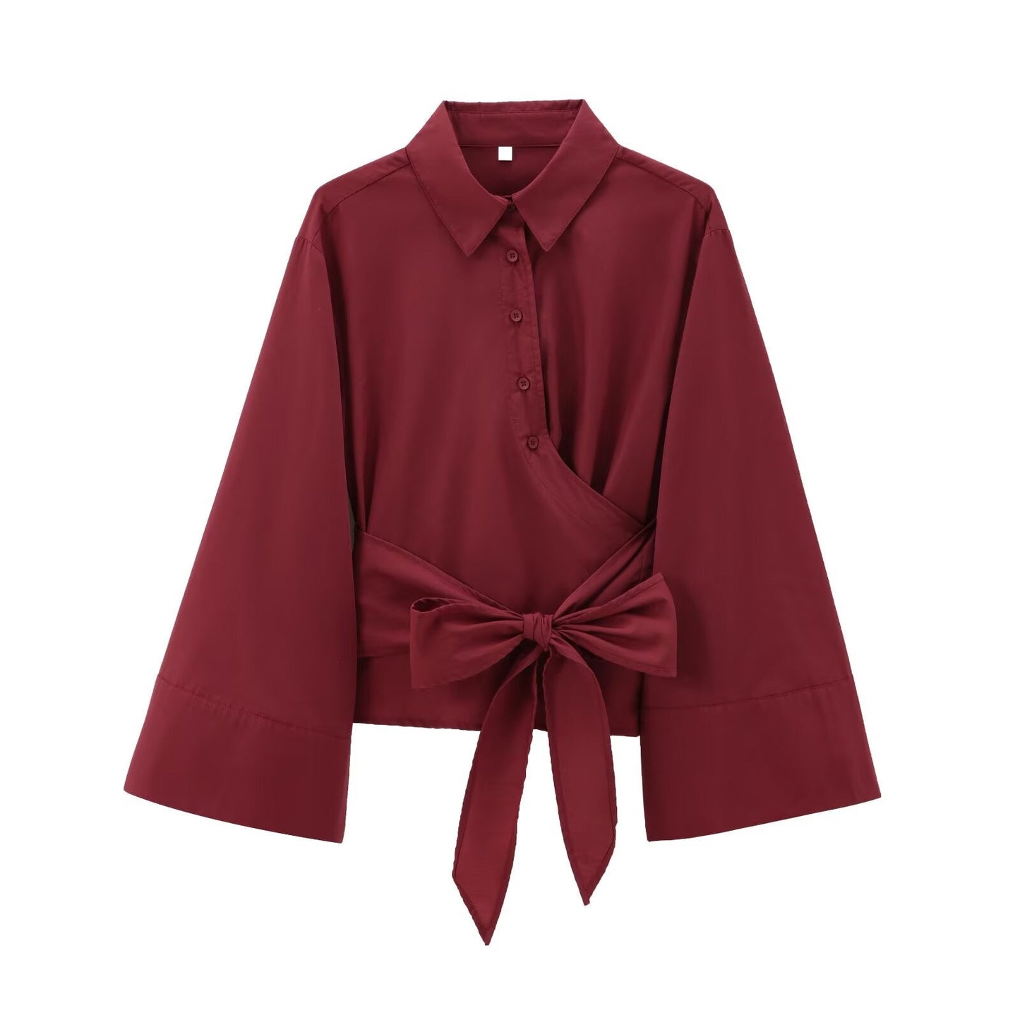 Women's bow decoration casual poplin shirt