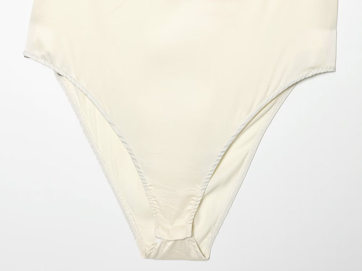 Women's lace decorated satin textured bodysuit