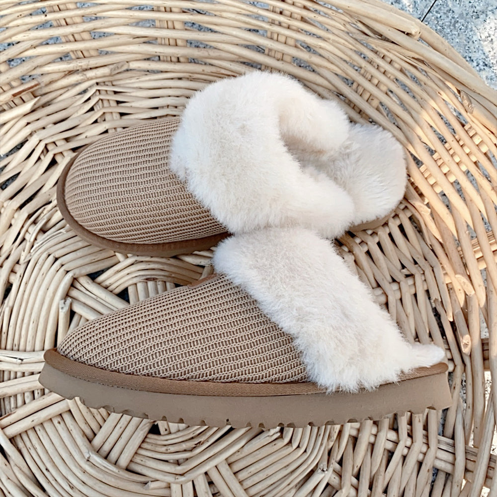 Women's new leisure wool knitted snow boots slippers