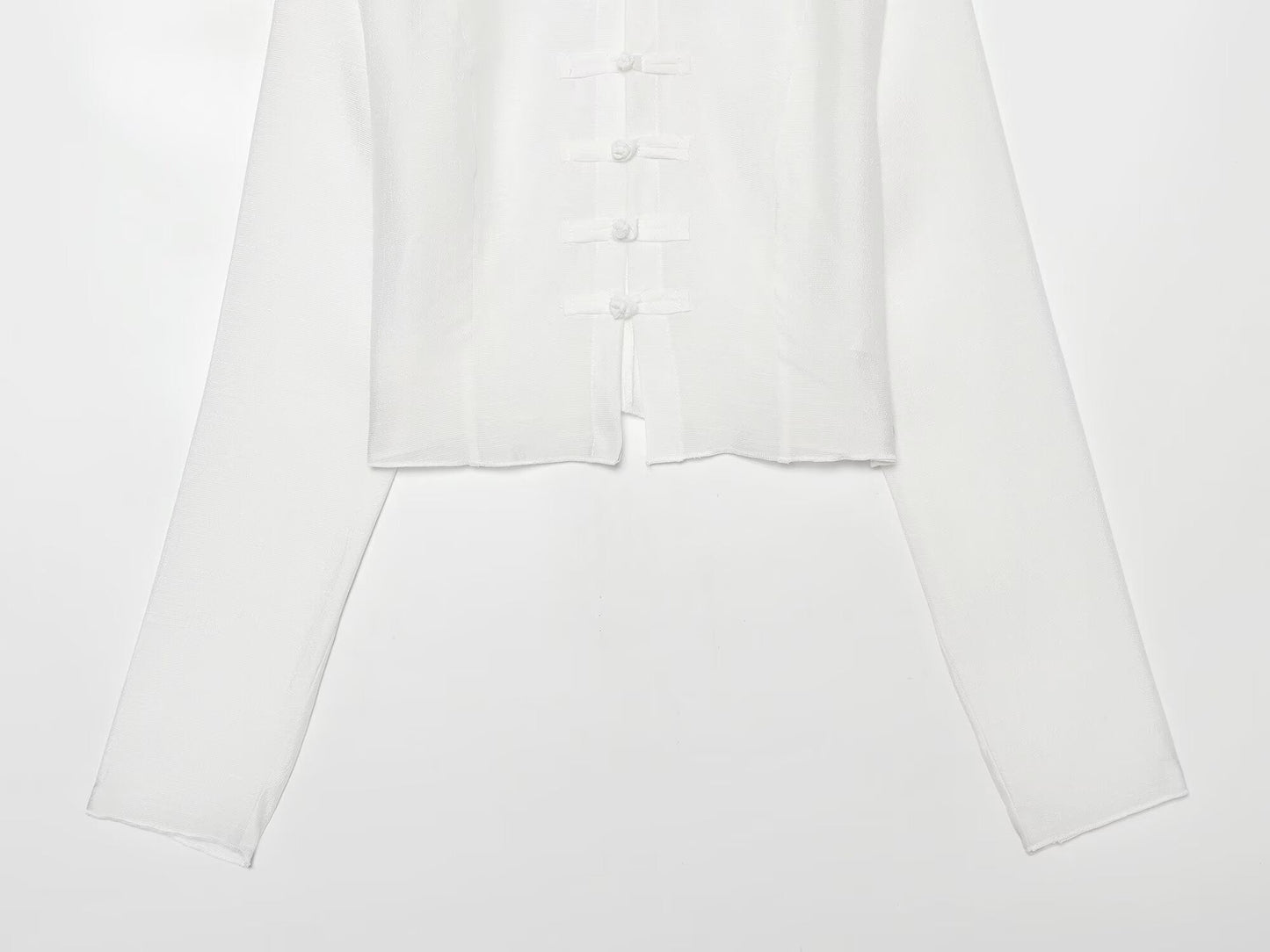 Women's standing collar buckle short top