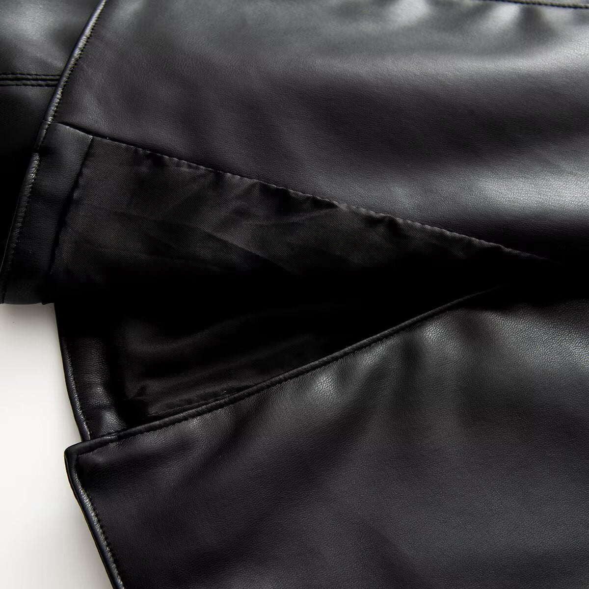 Women's slim double breasted faux leather Blazer Coat