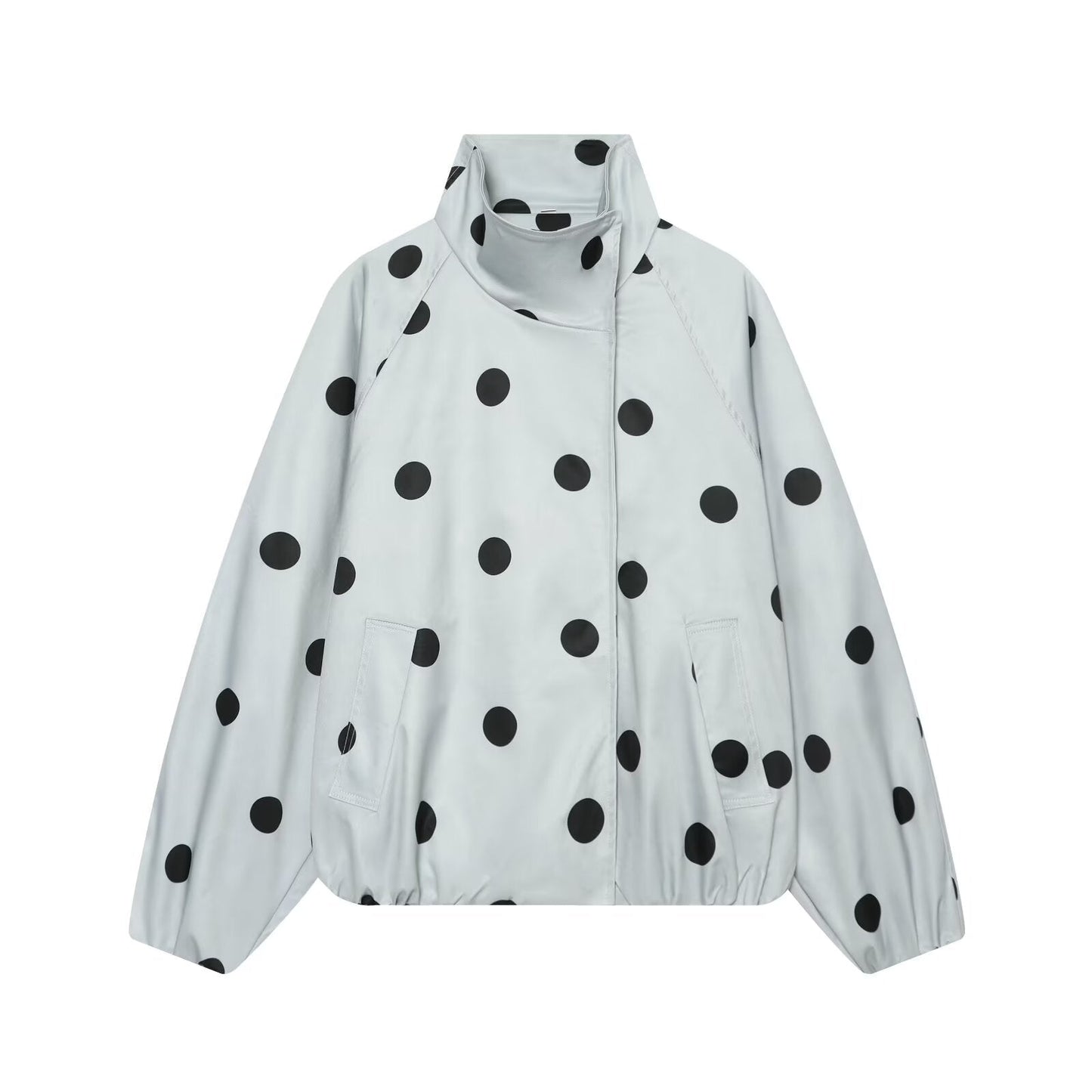 Women's standing collar polka dot pilot jacket Coat