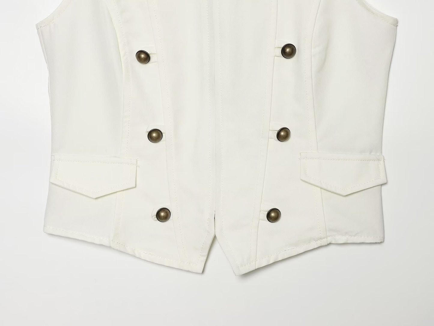 suit Women's 2 pieces zipper button up decoration sleeveless top+shorts