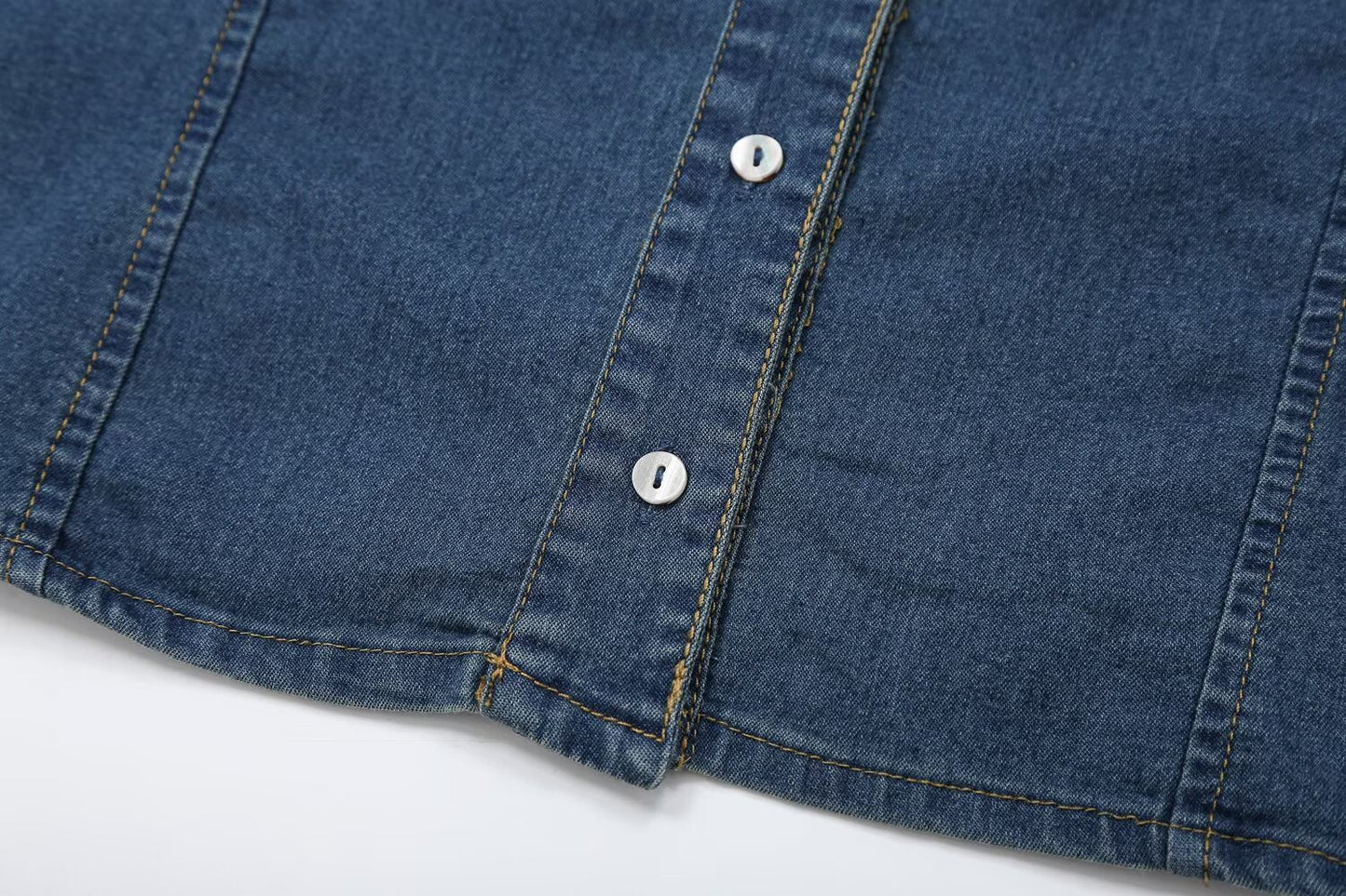 suit Women's 2 pieces short sleeved denim shirt+low waist wide leg jeans