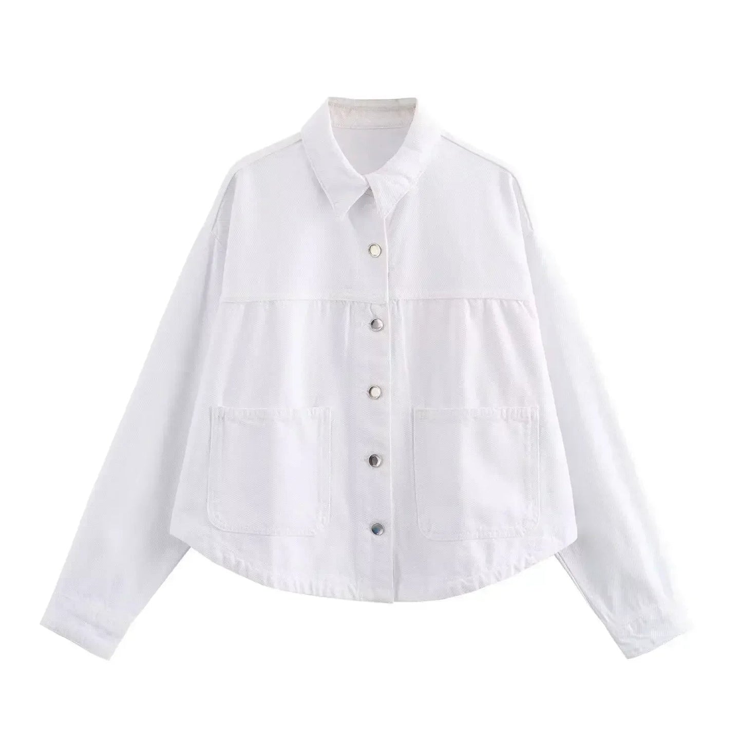 Women's new fashion large pocket decoration loose casual denim jacket coat retro long sleeved Button up women's coat chic