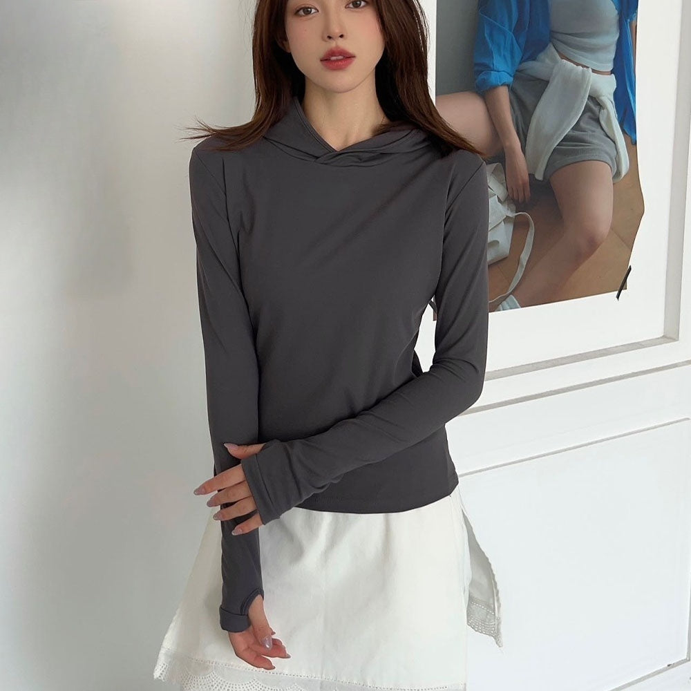 2026 women's new hooded long-sleeved yoga T-shirt for running and cycling