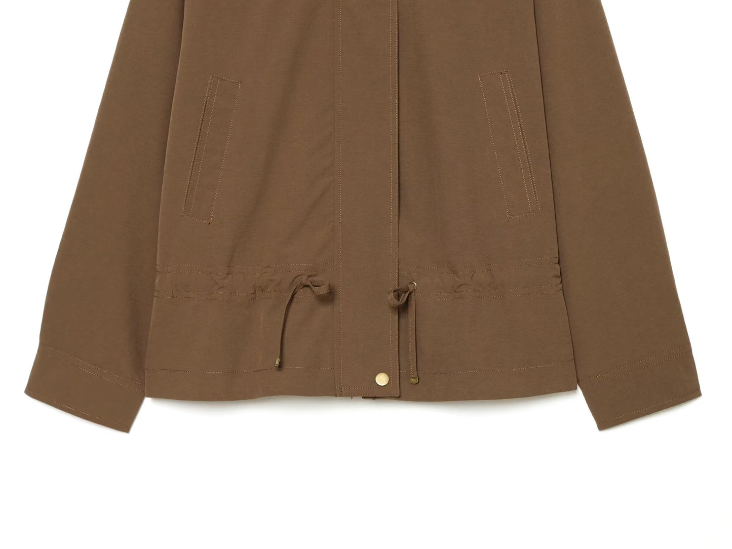 Women's with drawstring loose jacket windbreaker Coat