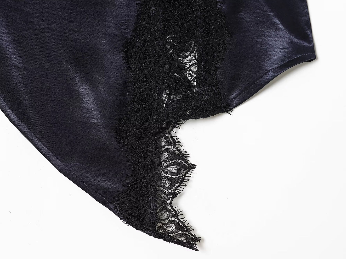 Women's satin textured patchwork lace mini skirt