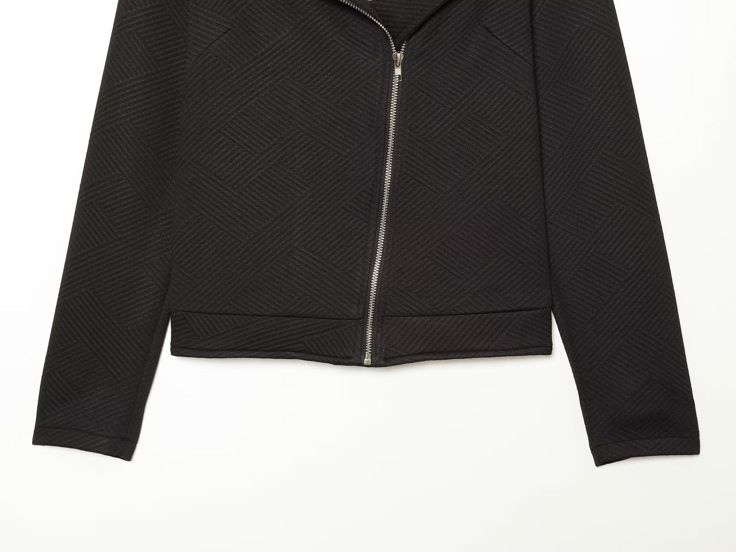 Women's diagonal zipper button decoration casual jacket