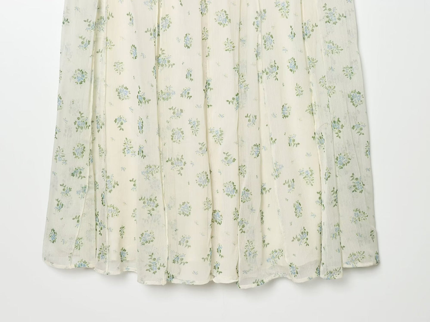 suit Women's 2 pieces chiffon floral A-line MIDI skirt+floral top