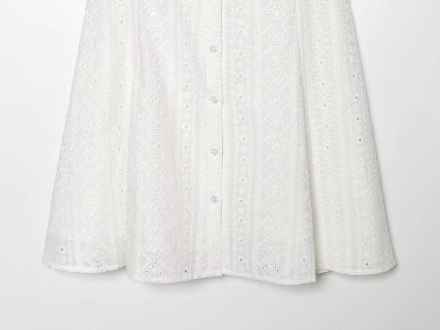 Women's hollow embroidery mini dress