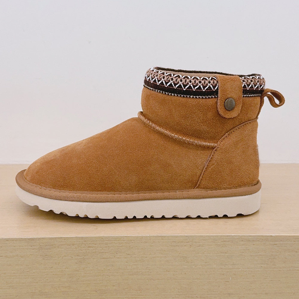 Women's new Joker lace design short snow boots