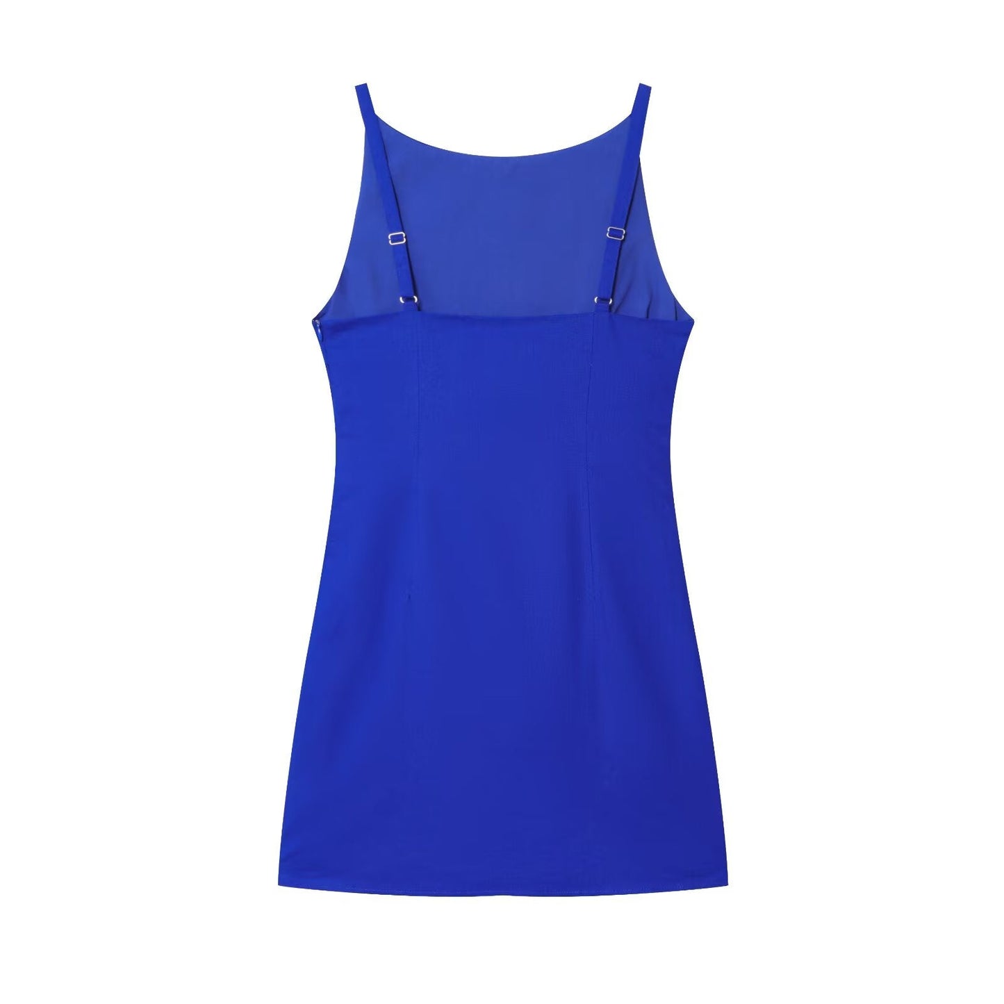 Women's new fashion cotton linen blend pleated suspender mini dress