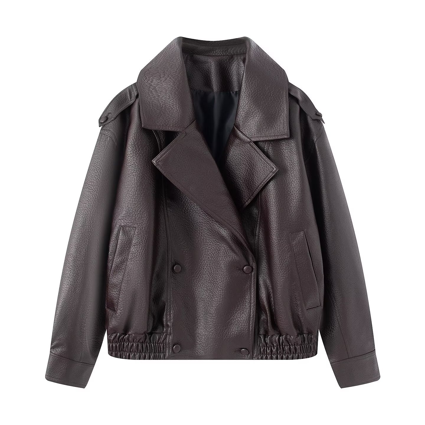 Women's loose versatile Faux Leather jacket Coat