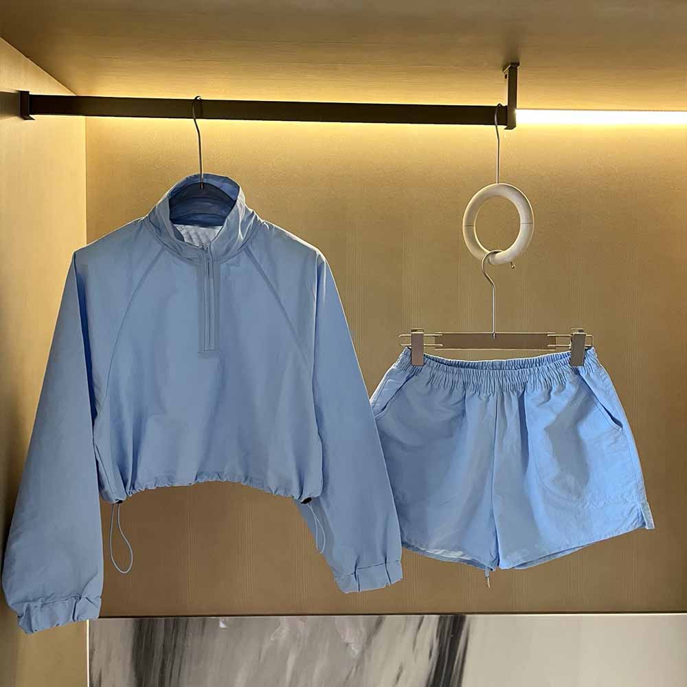 2026 women's new sunscreen half zipper coat short exposed navel collar suit