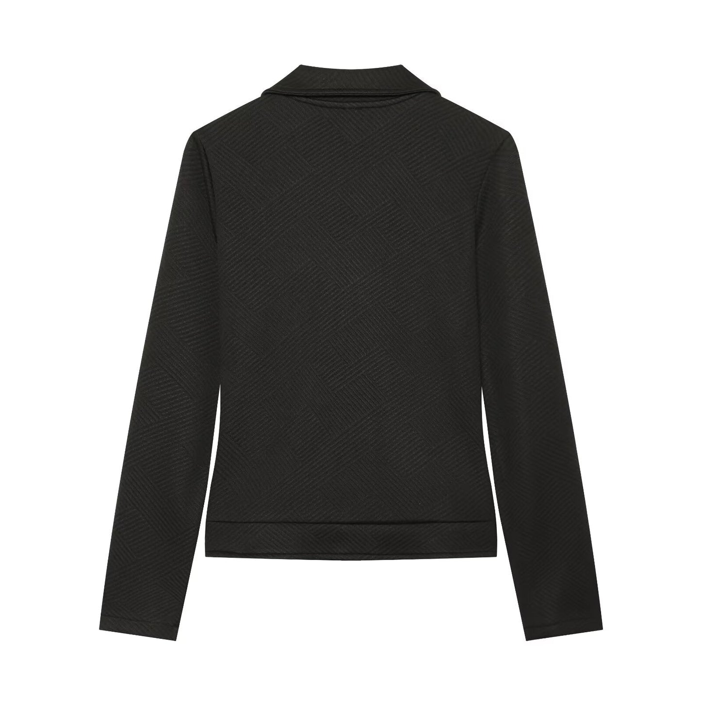 Women's diagonal zipper button decoration casual jacket