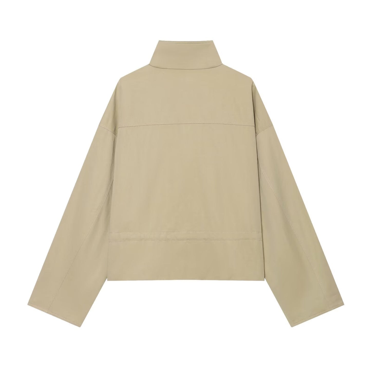 Women's retro stand collar double breasted trench coat