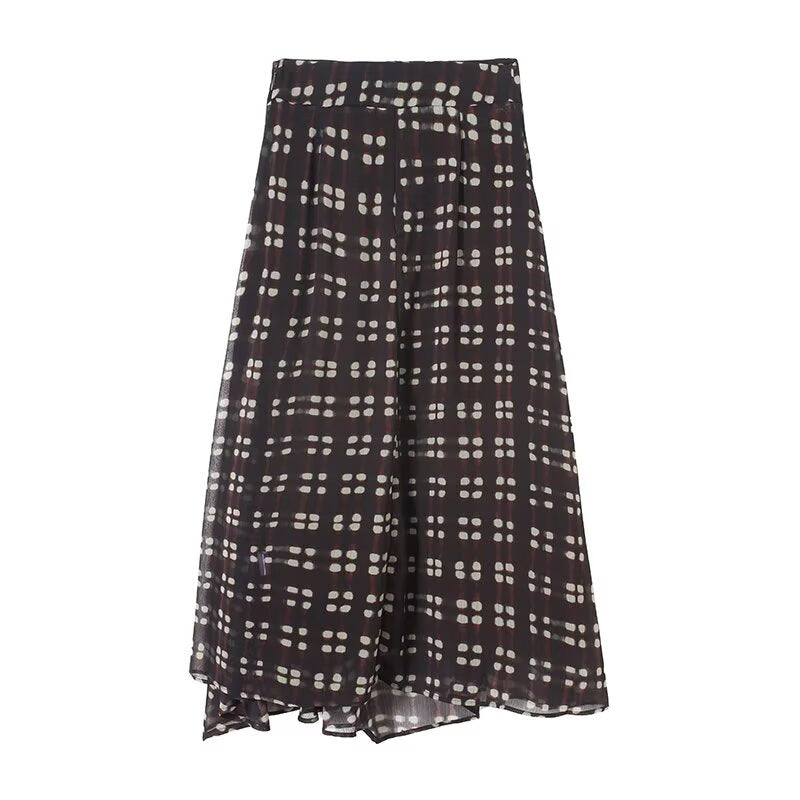 Women's casual retro plaid printed MIDI skirt