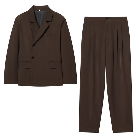 suit Women's 2 pieces slim lapel buckle Blazer Coat +Pants