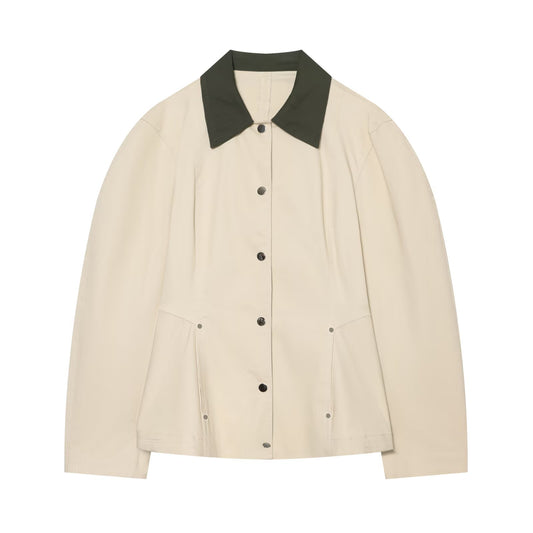 Women's contrasting collar Short skirt style hem jacket Coat