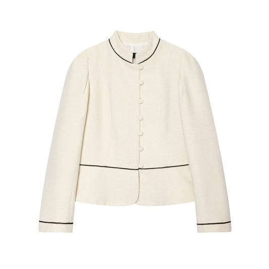 Women's contrasting color trimmed slim Blazer Coat