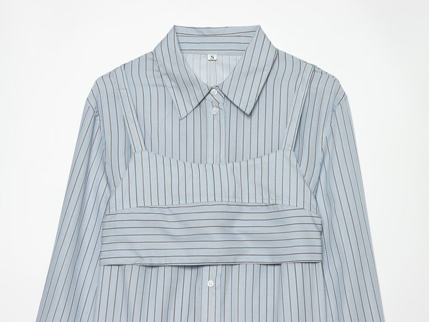 Women's layered decorative striped shirt