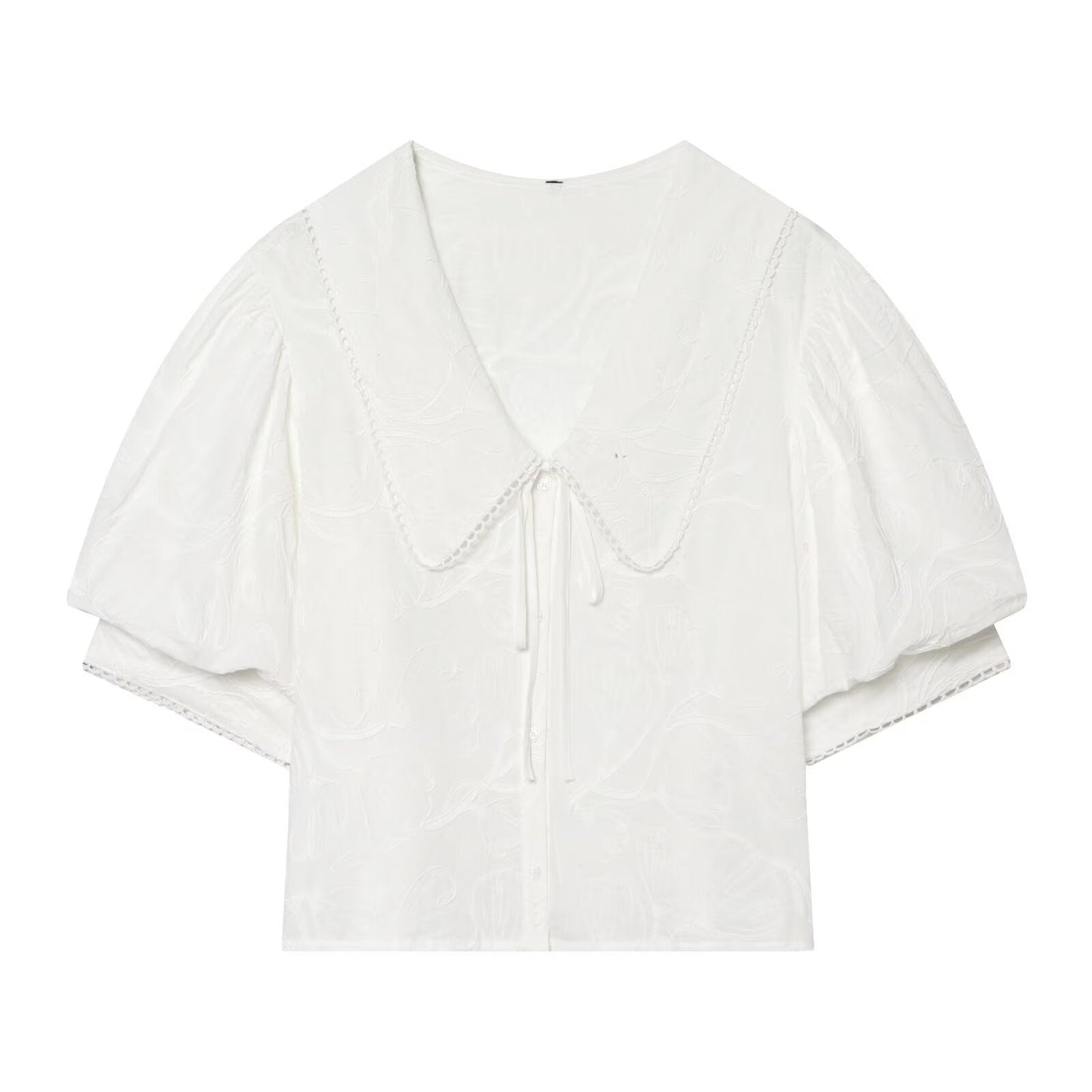 Women's Small Round Lapel Lace up Shirt