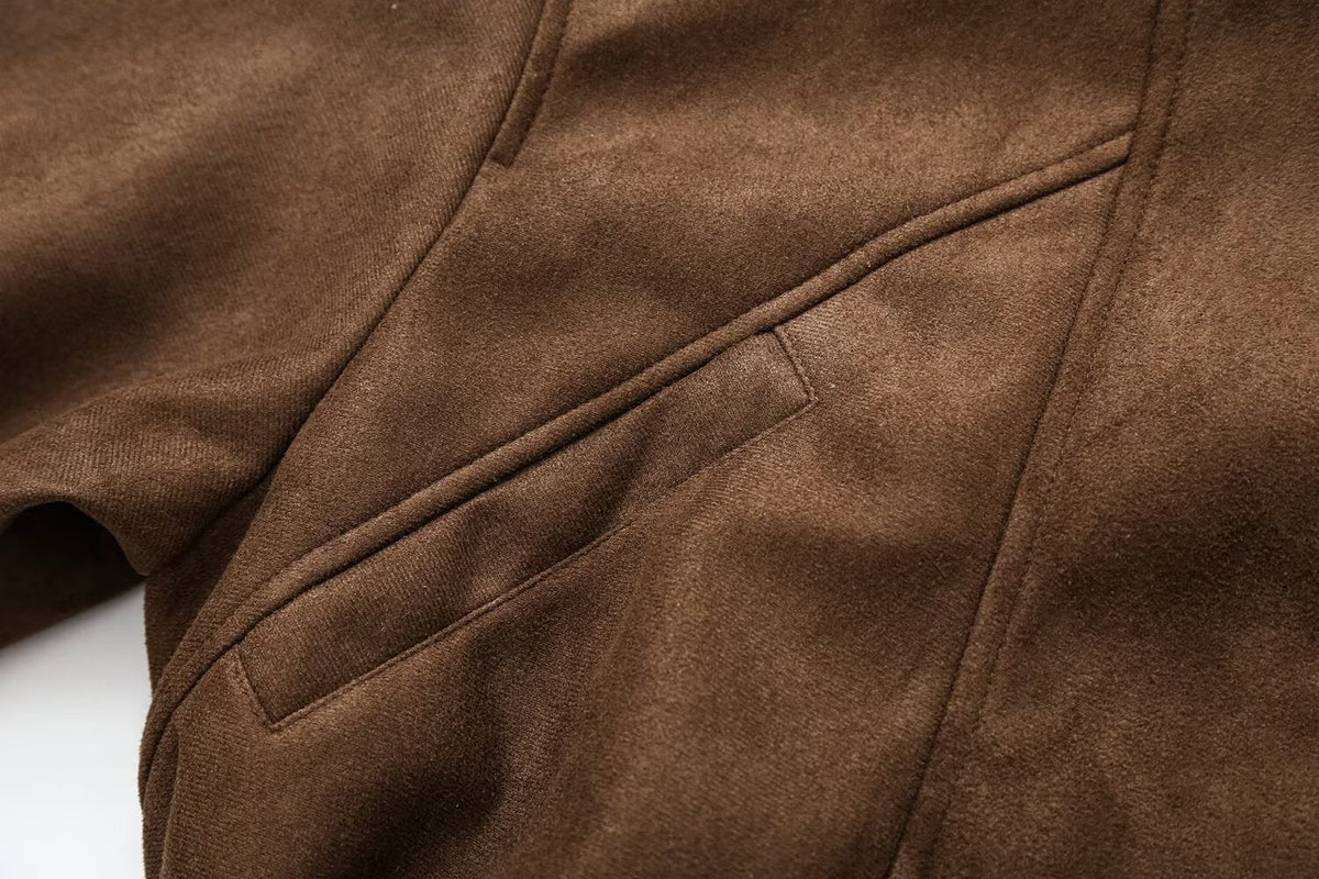 Women's with belt suede textured jacket Coat