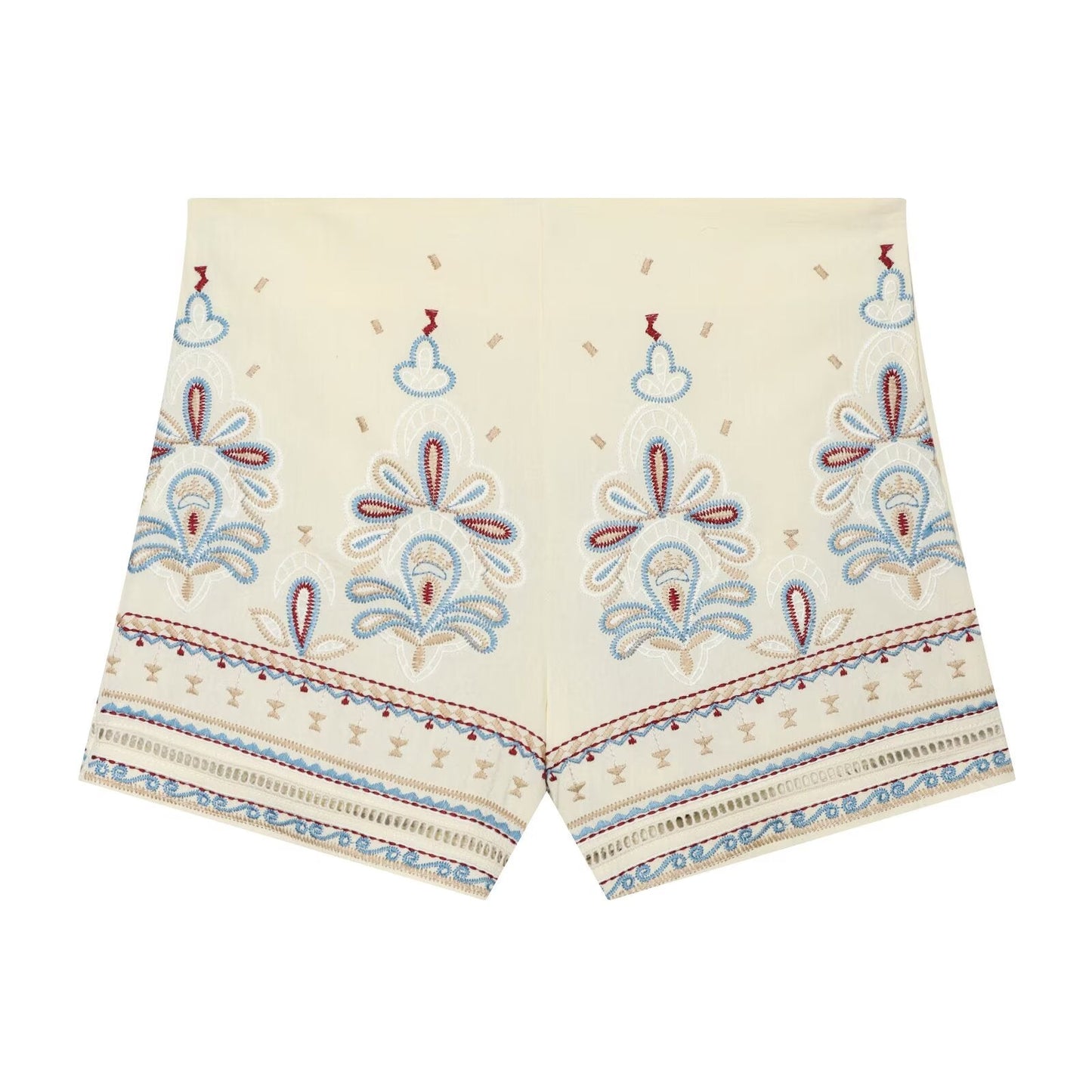 Women's embroidered linen blend shorts