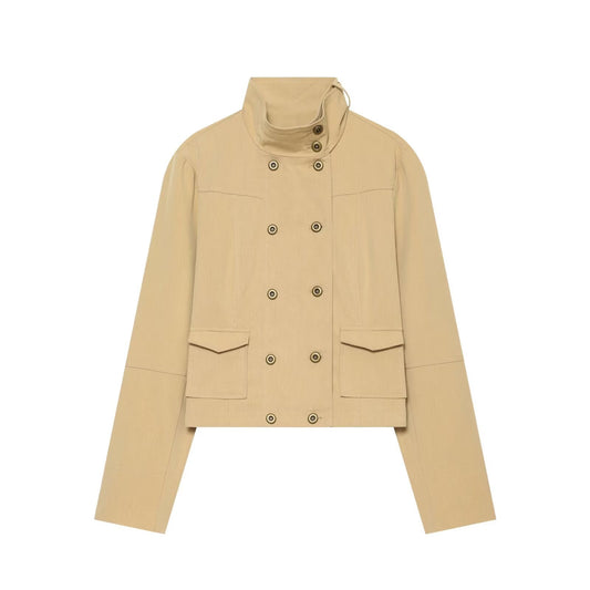 Women's pocket decoration stand collar Coat