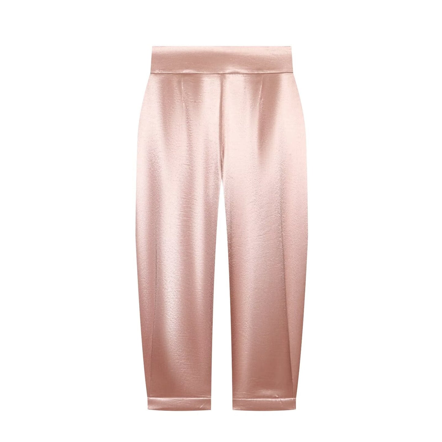 suit Women's 2 pieces button decoration satin textured top+Pants