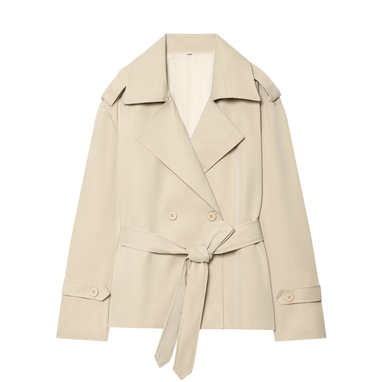 Women's with Belt short double breasted windbreaker Coat