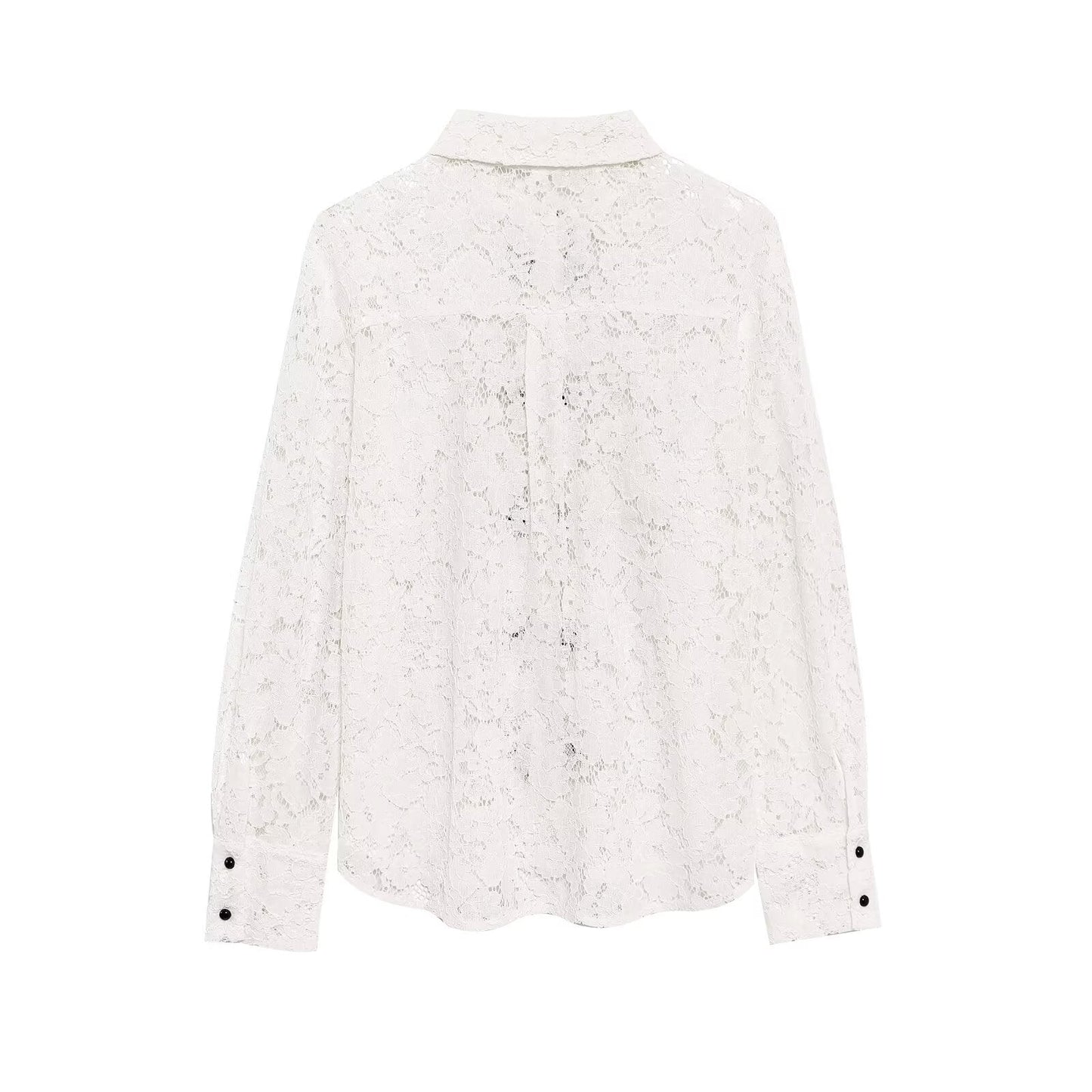 Women's bow decoration casual lapel lace shirt