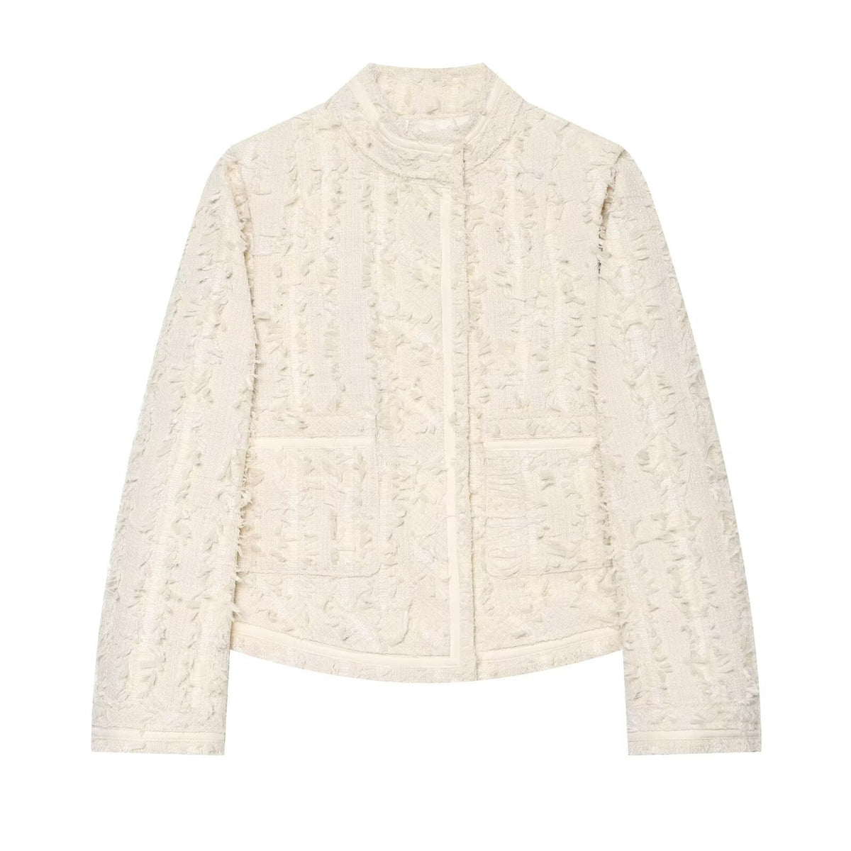 Women's casual high neck jacquard Coat