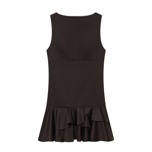 Women's new slim layered decoration sleeveless mini dress