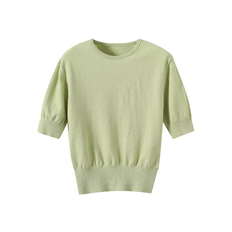 Women's Autumn Fashion Casual O-Neck Mid Sleeve Knitted Top