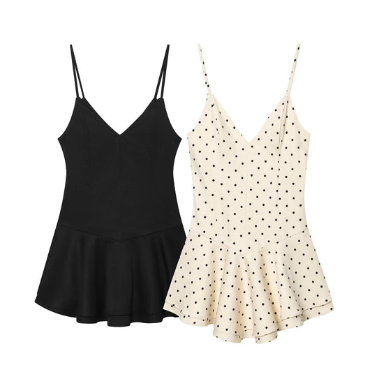 Women's short jumpsuit style polka dot dress
