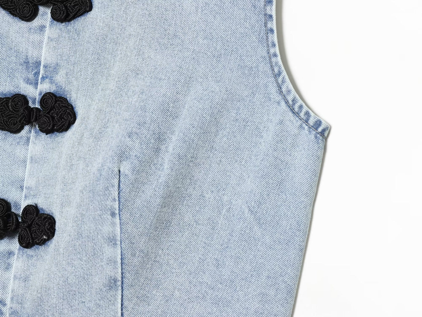 Women's rope knot denim vest style top
