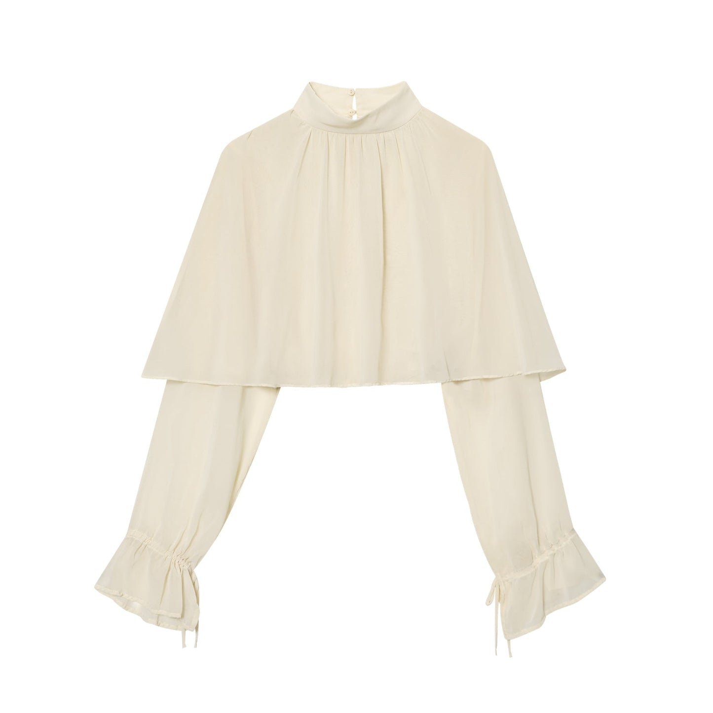 Women's new short layered decorative long sleeved top