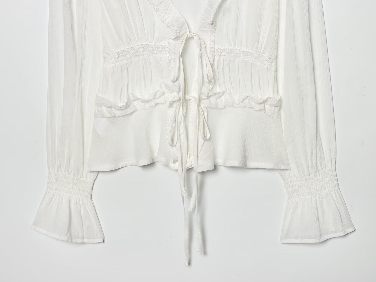 Women's layered decorative embroidered chiffon shirt
