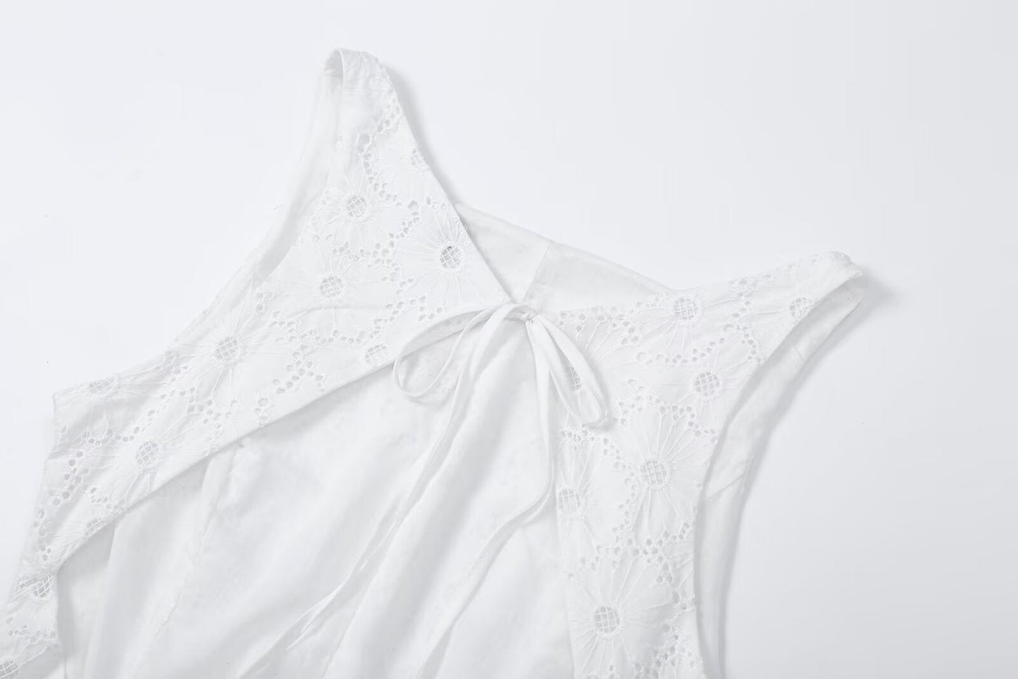 Women's hollow embroidery sleeveless MIDI dress