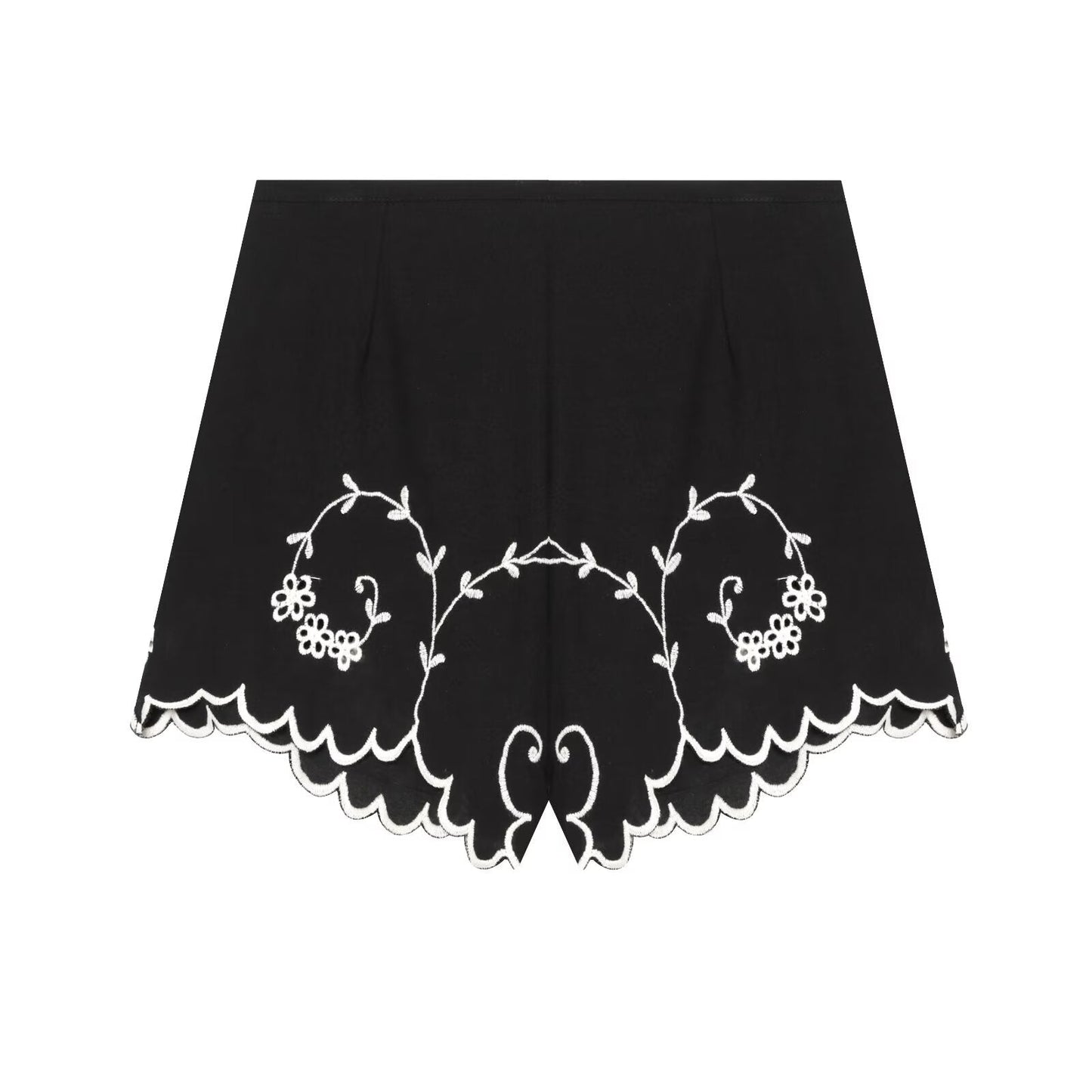 suit Women's 2 pieces linen blend embroidered top+Shorts