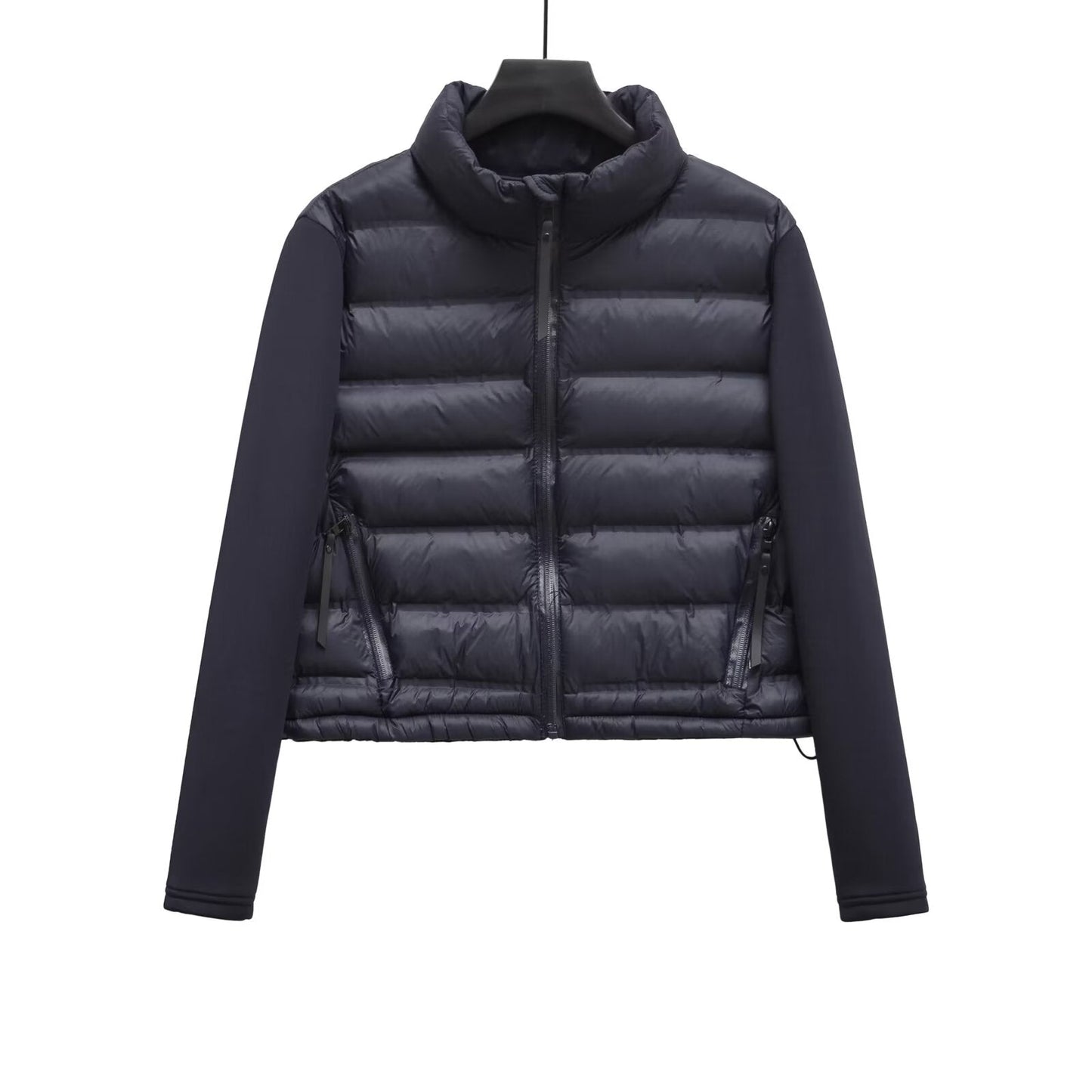 Women's short standing collar spliced cotton jacket Coat
