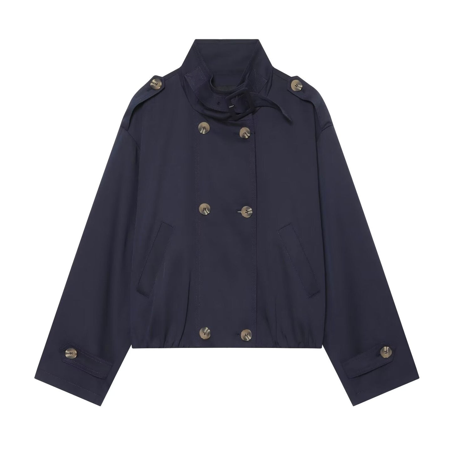 Women's short double breasted windbreaker Coat