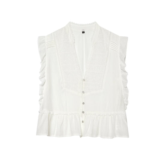 Women's layered decorative embroidered top