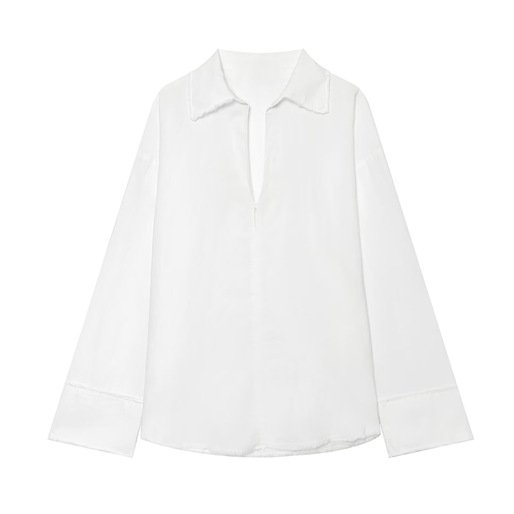suit Women's 2 pieces Edge decoration linen blend shirt + pants