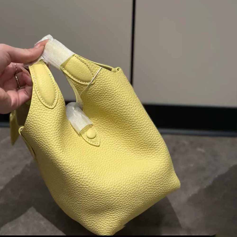 Women's new bucket bag lychee grain cowhide hand bill shoulder crossbody bag
